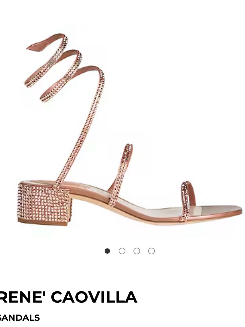 Rene Caovilla Rose Gold Crystal Spiral Wrap Sandal